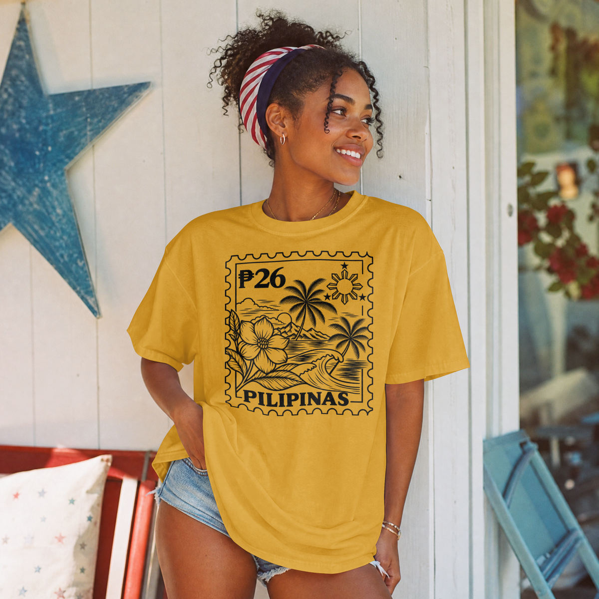 Pilipinas Heritage Stamp Tee – Golden Yellow